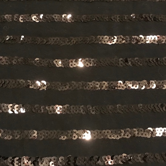 Sparkly INC sequin-striped black on black long sleeve boat neck top (L) - Picture 9 of 13